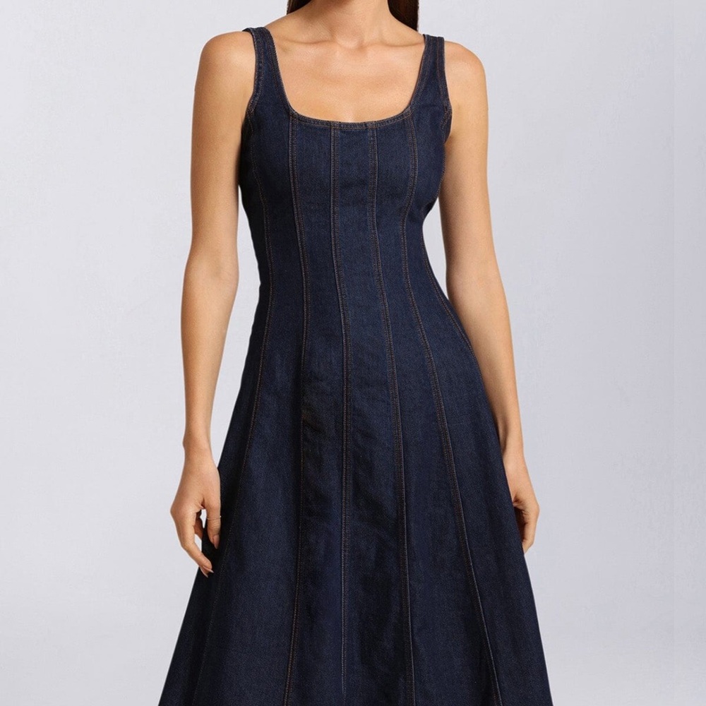 Brand New - AVEC LES FILLES Denim Fit-and-flare Midi Dress 💙✨ - Picture 3 of 13